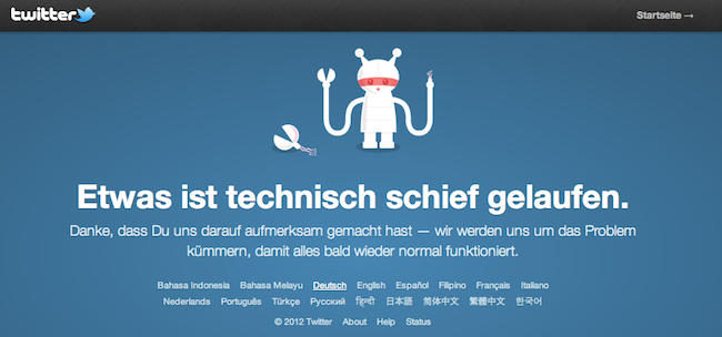 Twitter multilingual error page